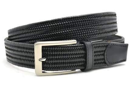 3,5 cm gevlochten elastische riem zwart 80093