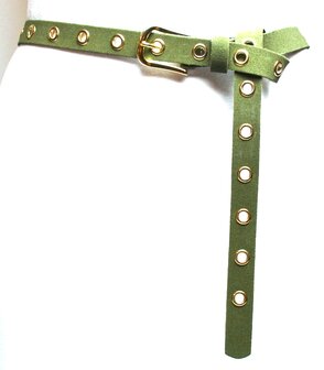 2 cm lange navy groene riem goud 20966