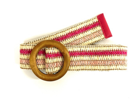 roze raffia riem rond B32705