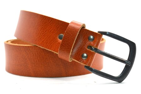 4cm volnerf leren jeans riem cognac 4001