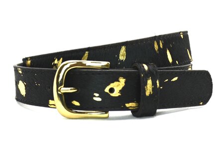 3cm dames riem zwart/goud 30497