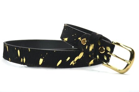 3cm dames riem zwart/goud 30497
