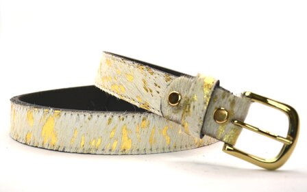 3cm dames riem wit/goud 30497