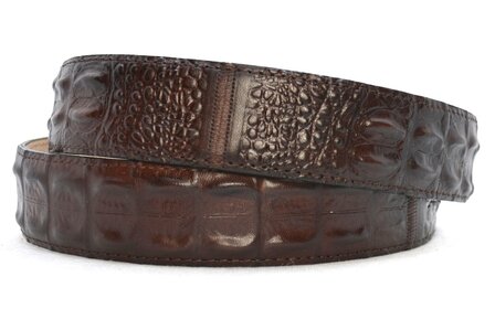 4 cm exclusieve krokodillen riem donkerbruin 008
