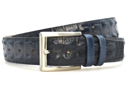 4 cm exclusieve krokodillen riem blauw 006