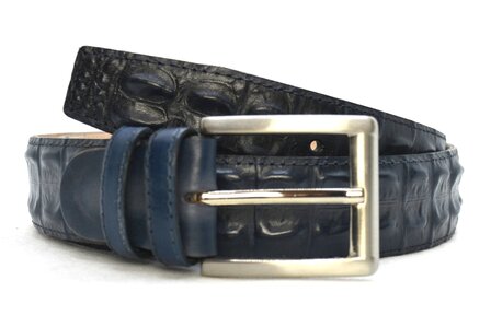 4 cm exclusieve krokodillen riem blauw 006