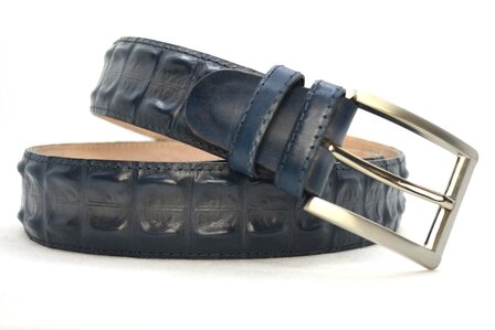4 cm exclusieve krokodillen riem blauw 006