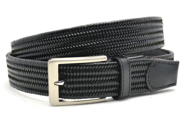 3,5 cm gevlochten elastische riem zwart 80093