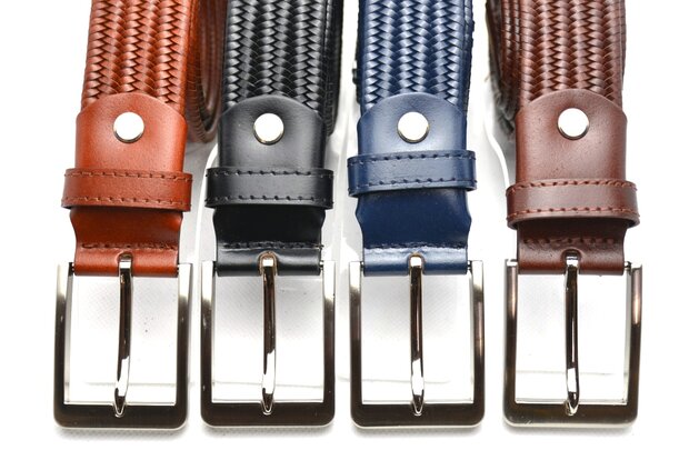 3,5 cm gevlochten elastische riem bruin 80093