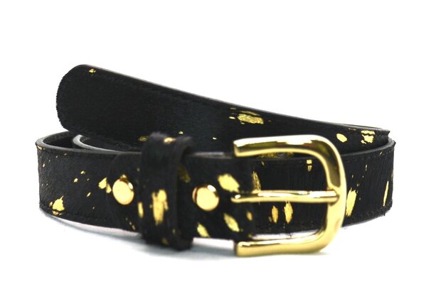 3cm dames riem zwart/goud 30497