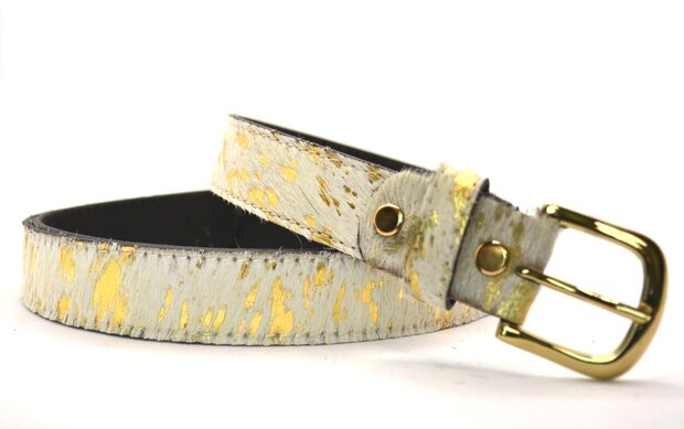 3cm dames riem wit/goud 30497