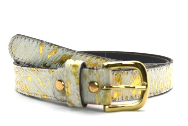 3cm dames riem wit/goud 30497