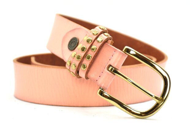 3,5cm roze riem studs goud 35344