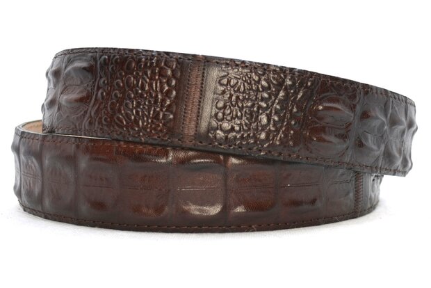 4 cm exclusieve krokodillen riem donkerbruin 008