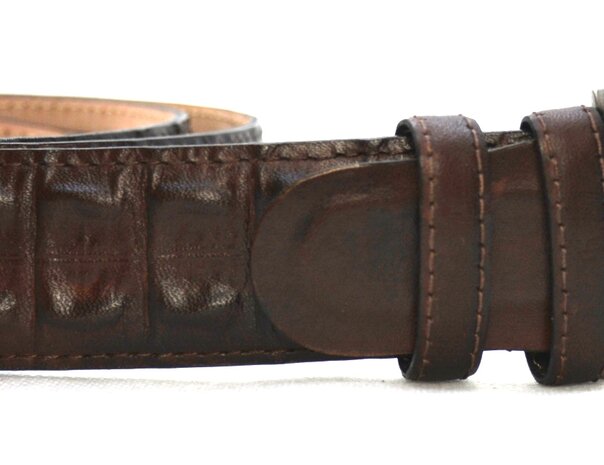 4 cm exclusieve krokodillen riem donkerbruin 008