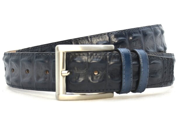 4 cm exclusieve krokodillen riem blauw 006