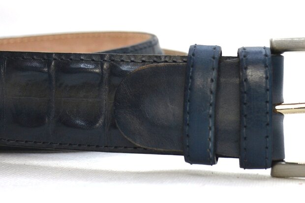 4 cm exclusieve krokodillen riem blauw 006