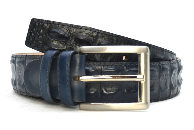 4 cm exclusieve krokodillen riem blauw 006