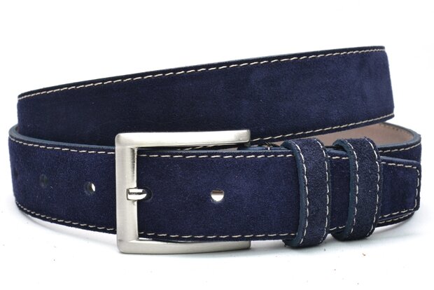 blauwe suede riem