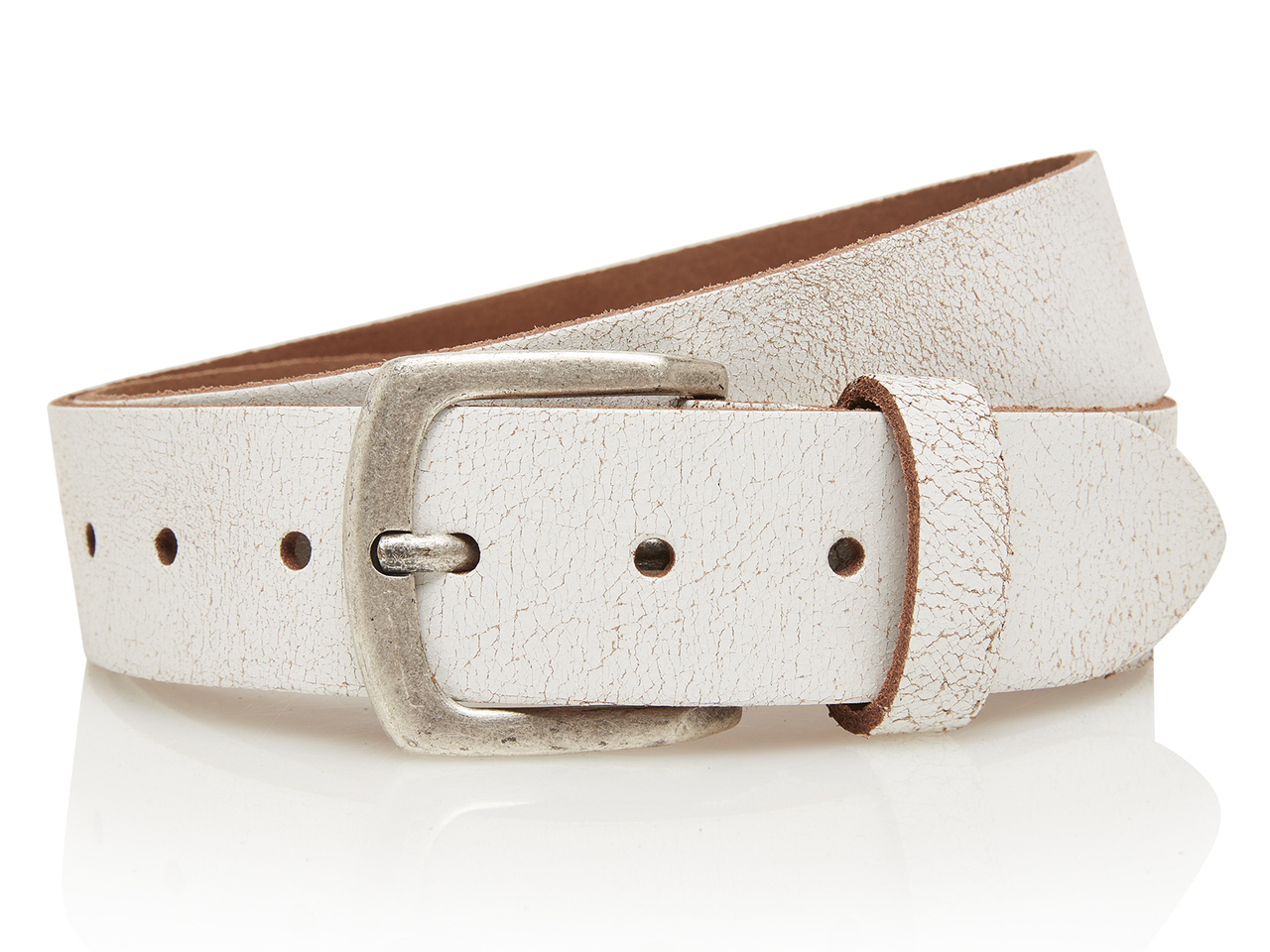 puur handelaar Onderhoud 4cm witte riem - jeans riem uitgevoerd in wit crack leder - Moderiemen.nl