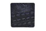 set van 6 leren onderzetters - croco - blauw
