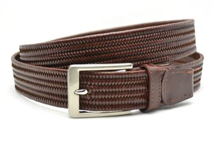 3,5 cm gevlochten elastische riem bruin 80093