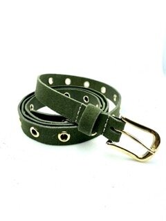 2 cm lange navy groene riem goud 20966