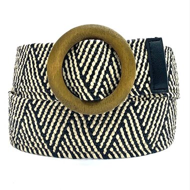 ecru/zwart raffia riem rond CF804