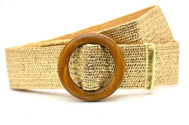 gouden raffia riem rond CF804