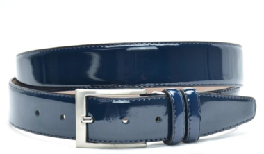 3,5cm pantalon riem blauw lakleder bllak350am